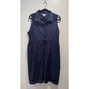 Motherhood Maternity Size XL Navy Blue Sleeveless Eyelet Dress Coastal Preppy